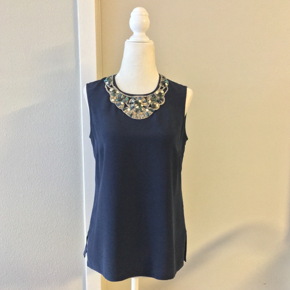 👚 Trina Turk silk embellished tank
